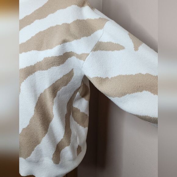 Forever 21 Oatmeal Ecru Zebra Pattern Mock Neck Sweater - Picture 5 of 11